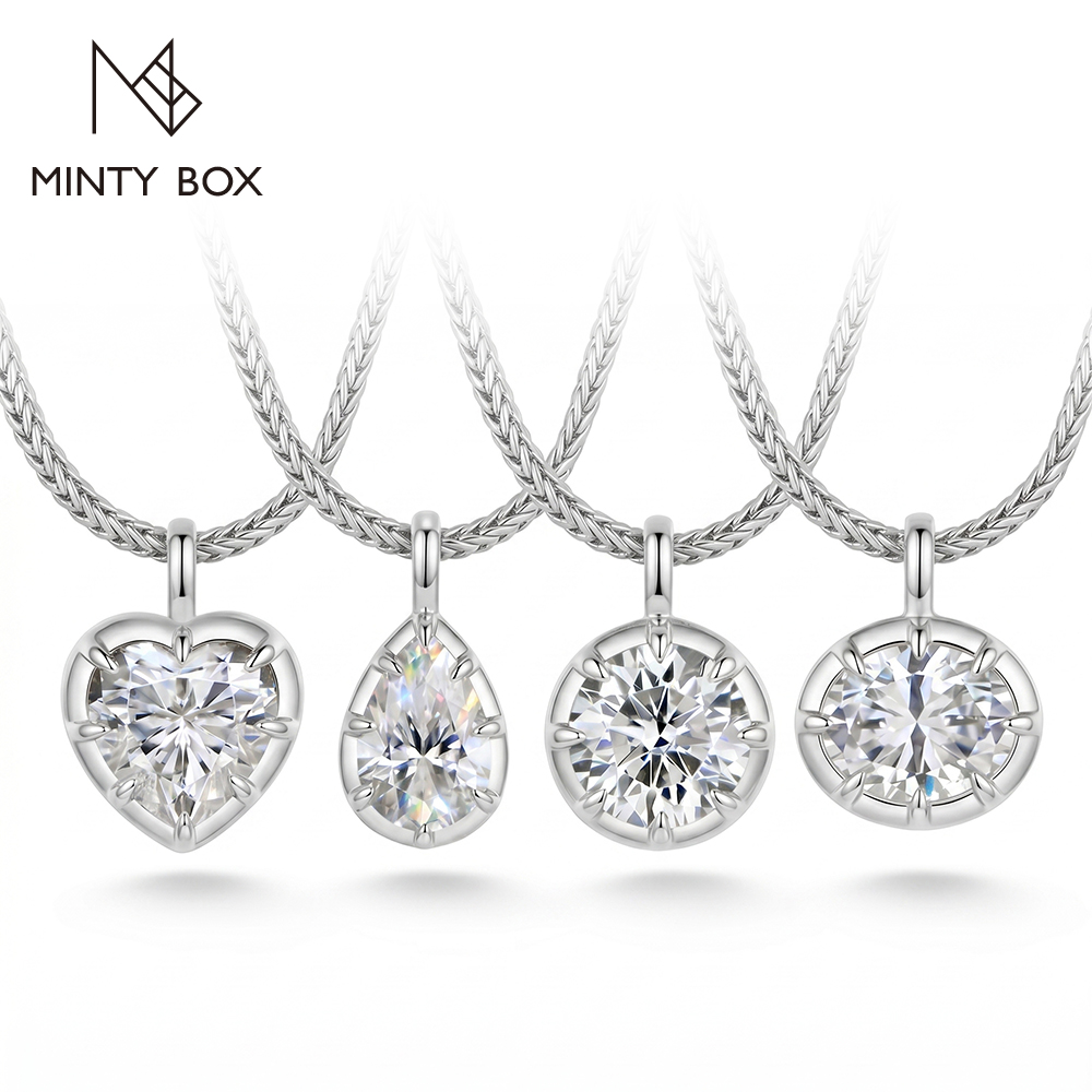 Bezels Set Pendant - MINTYBOX Bezel Set Moissanite Pendant Collection