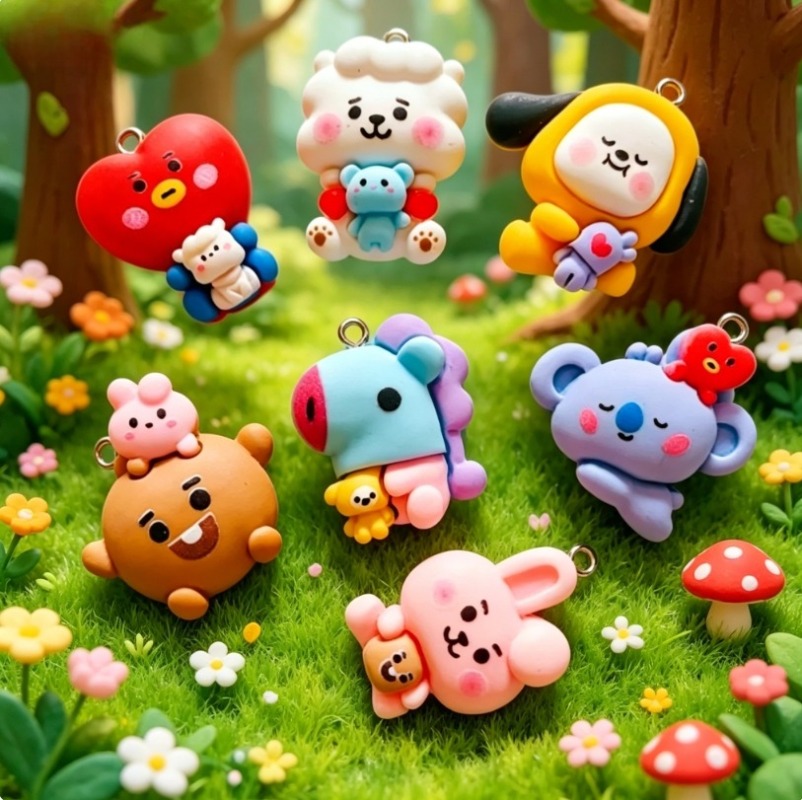 7pcs BT21 Resin Cartoon Charm  - đánh giá và giá Resin Crafts